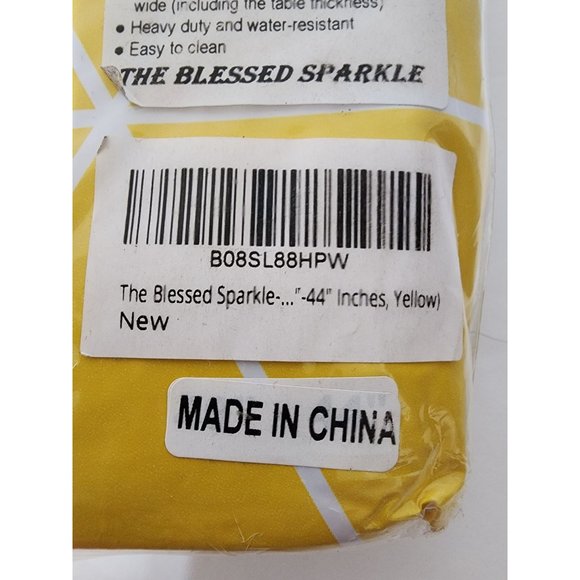 The Blessed Sparkle Vinyl Fitted Elastic Tablecloth (40" - 44" Diameter* Yellow) - Picture 4 of 5